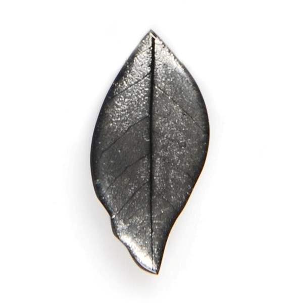 Grey Skeletal Leaf Brooch