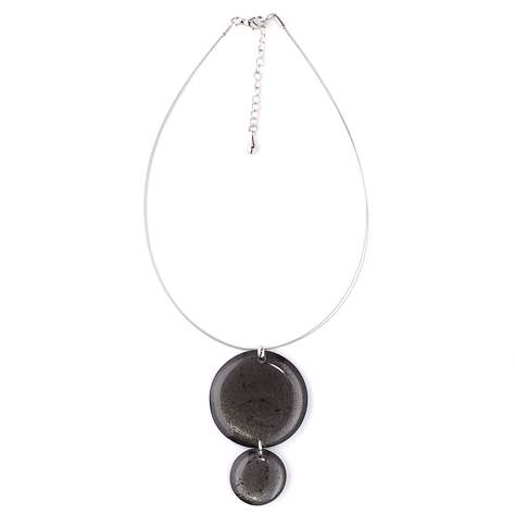 Black Classic Round Double Drop Pendant | The Jewellery Stop