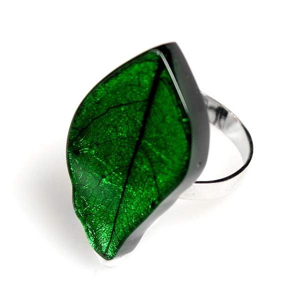 Green Skeletal Leaf Ring | The Jewellery Stop