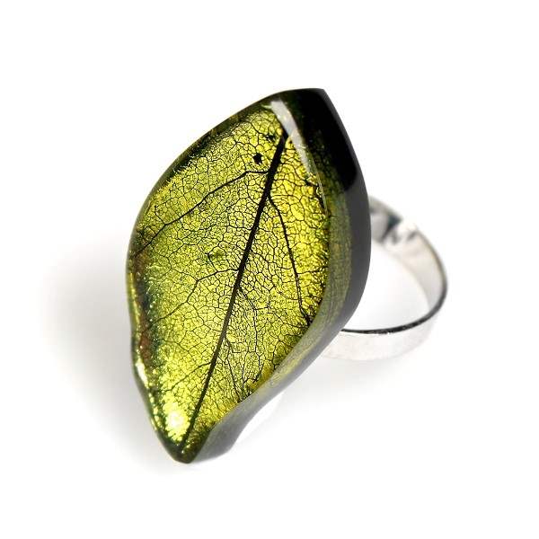 Lime Skeletal Leaf Ring | The Jewellery Stop
