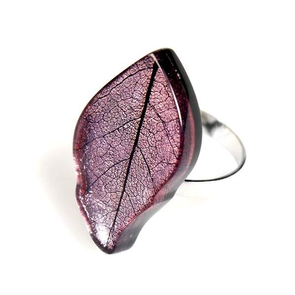 Pink Skeletal Leaf Ring | The Jewellery Stop