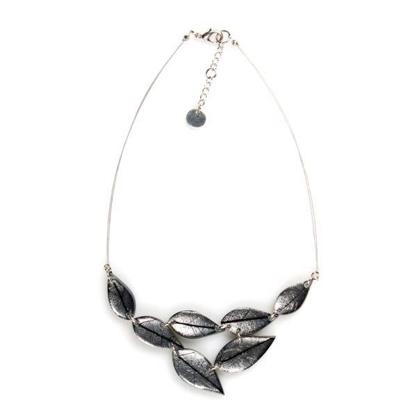 Grey Skeletal Leaf Necklace | The Jewellery Stop