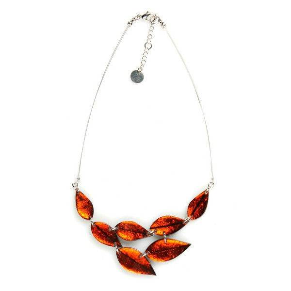 Orange Skeletal Leaf Necklace | The Jewellery Stop