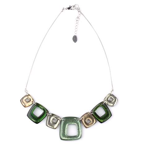 Green Hollow Squares Classic Necklace | The Jewellery Stop