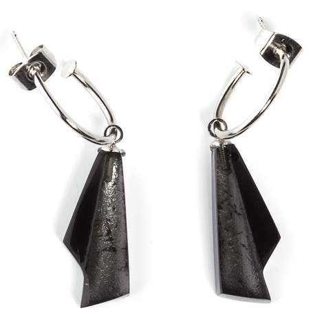 Black Deco Creole Earrings | The Jewellery Stop