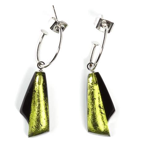 Green Deco Creole Earrings | The Jewellery Stop