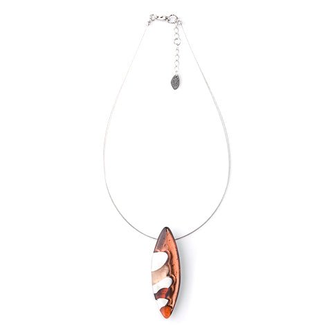 Amber Pointed Pebble Pendant | The Jewellery Stop