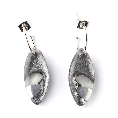 Black Pointed Pebble Creole Earrings | The Jewellery Stop