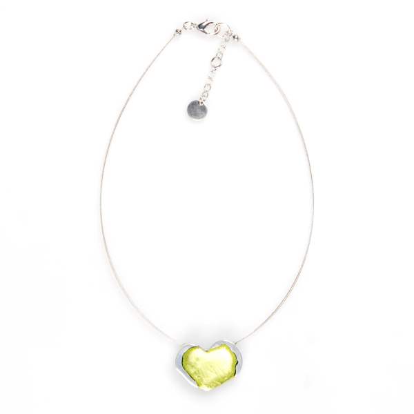 Lime Rough Heart Pendant on Wire | The Jewellery Stop