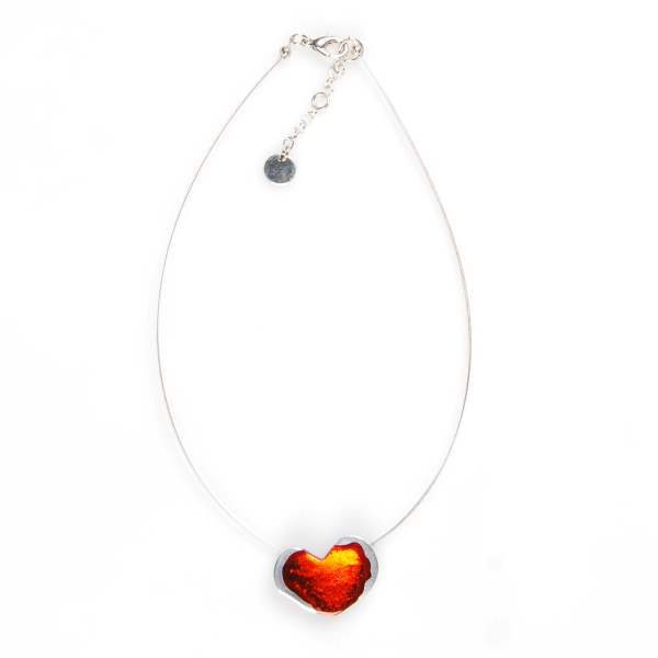 Orange Rough Heart Pendant on Wire | The Jewellery Stop