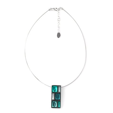 Aqua Pewter Frame Pendant | The Jewellery Stop