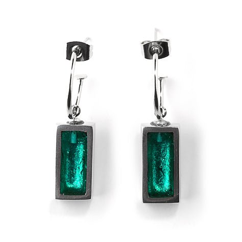 Aqua Pewter Frame Creole Earrings | The Jewellery Stop