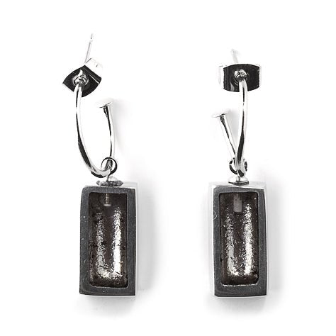 Black Pewter Frame Creole Earrings | The Jewellery Stop
