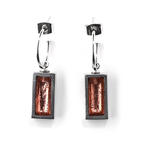 Coral Pewter Frame Creole Earrings | The Jewellery Stop