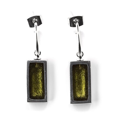 Green Pewter Frame Creole Earrings | The Jewellery Stop