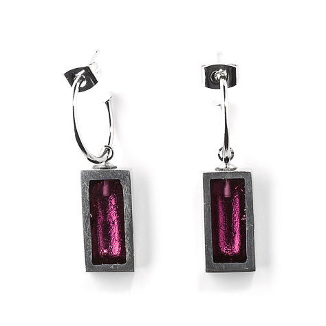 Pink Pewter Frame Creole Earrings | The Jewellery Stop
