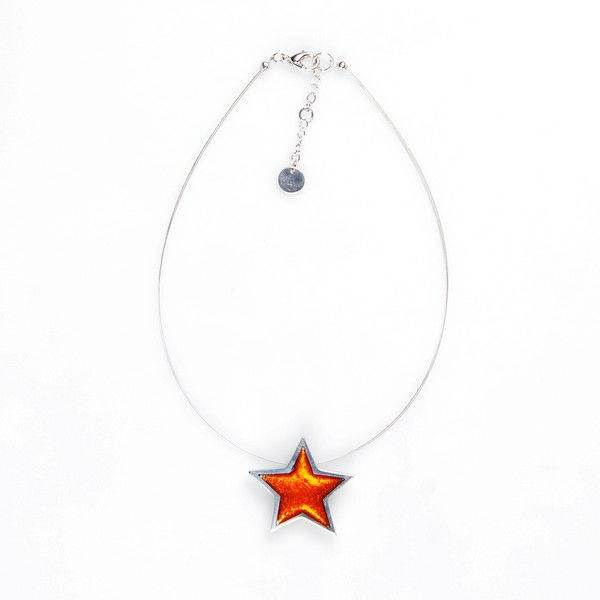 Orange Pewter Star Pendant | The Jewellery Stop