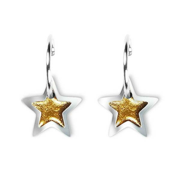 Gold Pewter Star Creole Earrings | The Jewellery Stop