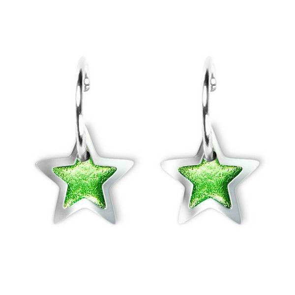 Green Pewter Star Creole Earrings | The Jewellery Stop