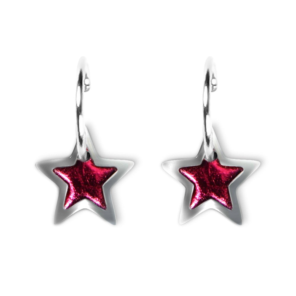 Pink Pewter Star Creole Earrings | The Jewellery Stop
