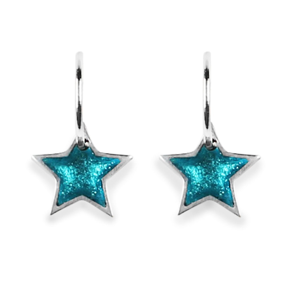 Teal Pewter Star Creole Earrings | The Jewellery Stop