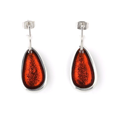 Amber Pewter Pebble Creole Earrings | The Jewellery Stop
