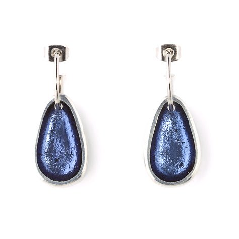 Cobalt Pewter Pebble Creole Earrings | The Jewellery Stop
