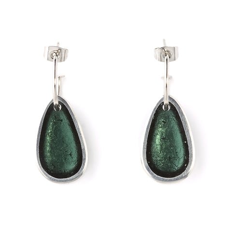 Eucalyptus Pewter Pebble Creole Earrings | The Jewellery Stop