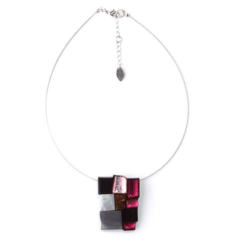 Pink Mosaic Square Classic Pendant | The Jewellery Stop