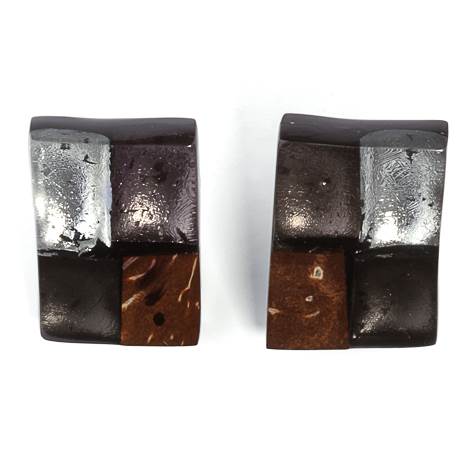 Black Mosaic Square Stud Earrings | The Jewellery Stop