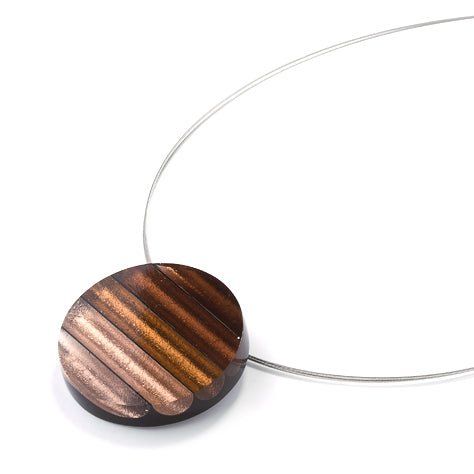 Chocolate Round Resin Stripes Pendant | The Jewellery Stop