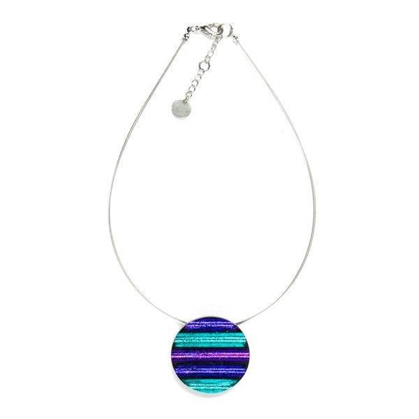 Peacock Round Resin Stripes Pendant | The Jewellery Stop