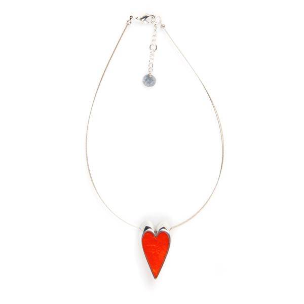 Orange Sliced Pewter Heart Pendant | The Jewellery Stop