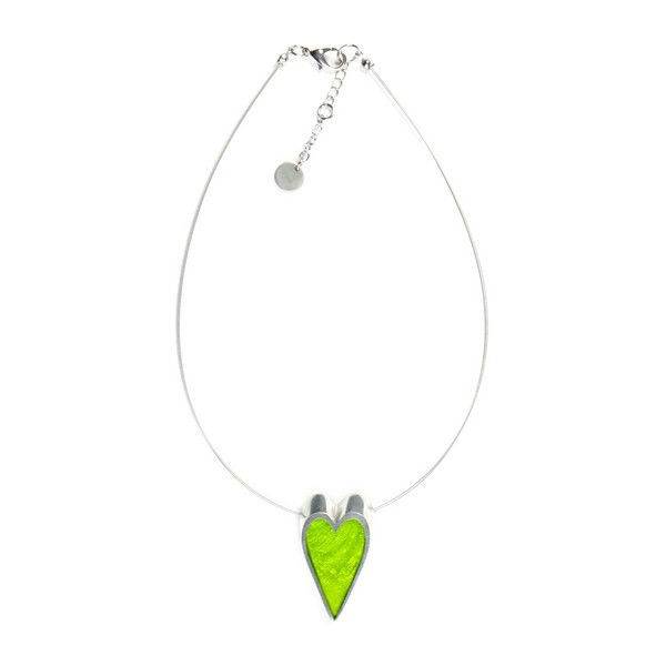 Peridot Sliced Pewter Heart Pendant | The Jewellery Stop