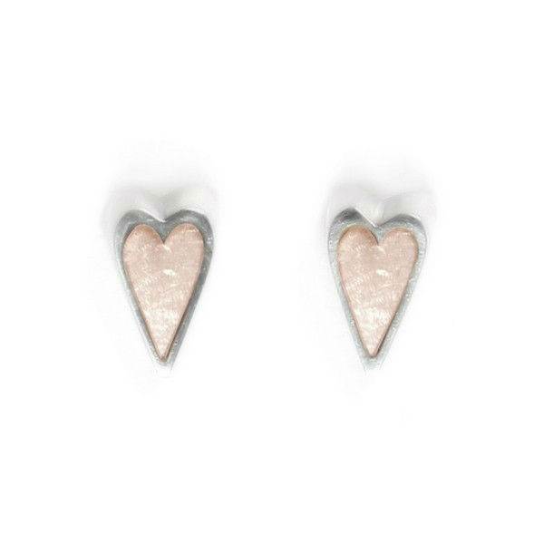 Grey Sliced Pewter Heart Stud Earrings | The Jewellery Stop