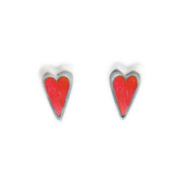 Rose Sliced Pewter Heart Stud Earrings | The Jewellery Stop