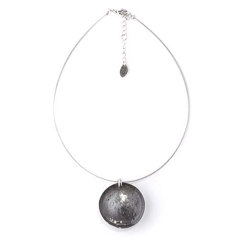 Black Domed Resin Circle Pendant | The Jewellery Stop
