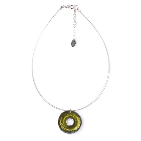 Green Pewter Doughnut Pendant