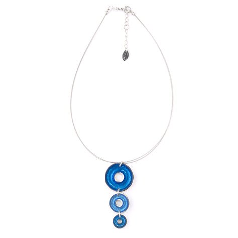 Electric Blue Pewter Doughnut 3 Piece Pendant | The Jewellery Stop