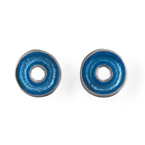 Electric Blue Pewter Doughnut Stud Earrings | The Jewellery Stop