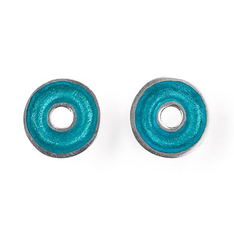 Turquoise Pewter Doughnut Stud Earrings | The Jewellery Stop