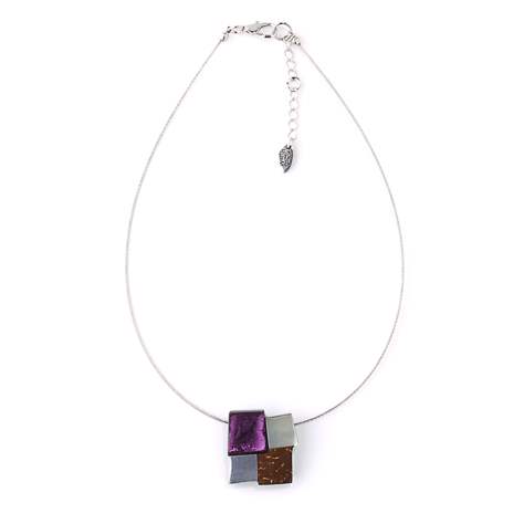 Purple Mosaic Square Pendant | The Jewellery Stop