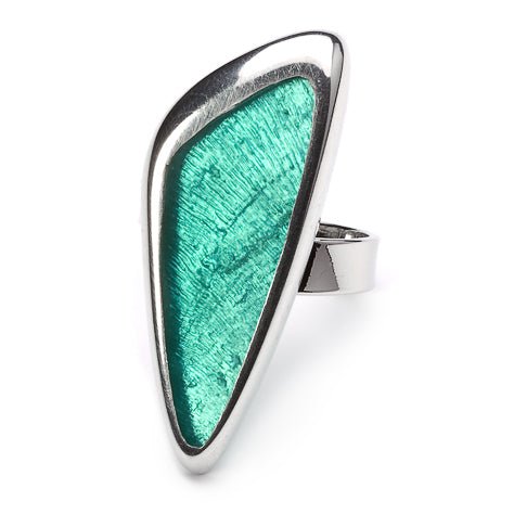 Aqua Pewter Triangle Ring | The Jewellery Stop