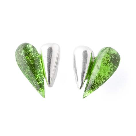 Green United Heart Stud Earrings | The Jewellery Stop