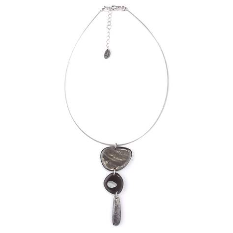 Black Eclectic Pebble Classic Drop Pendant | The Jewellery Stop
