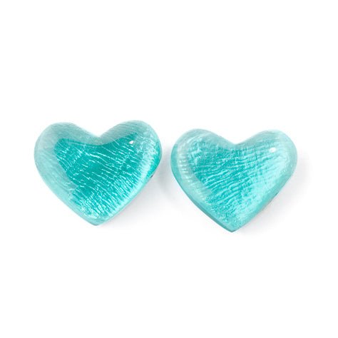 Teal Shell Heart Stud Earrings | The Jewellery Stop