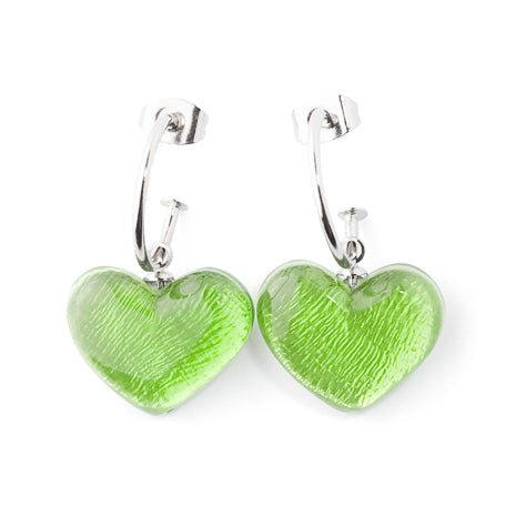 Green Shell Heart Creole Earrings | The Jewellery Stop