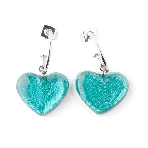 Teal Shell Heart Creole Earrings | The Jewellery Stop