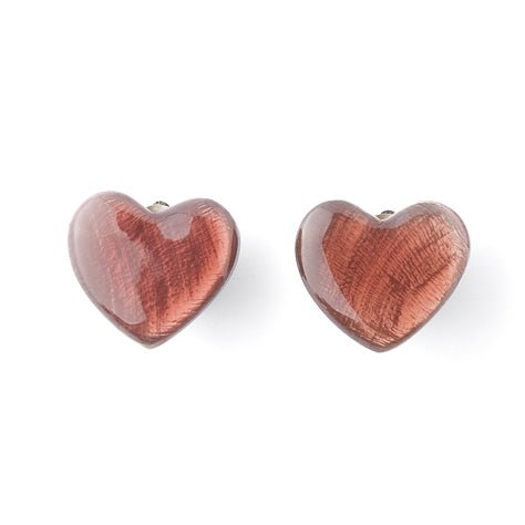 Chocolate Shell Heart Clip Earrings | The Jewellery Stop