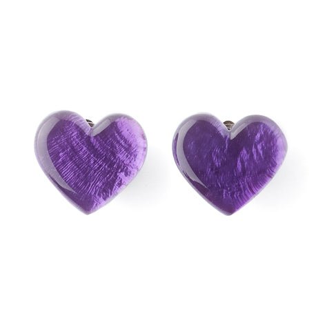 Purple Shell Heart Clip Earrings | The Jewellery Stop